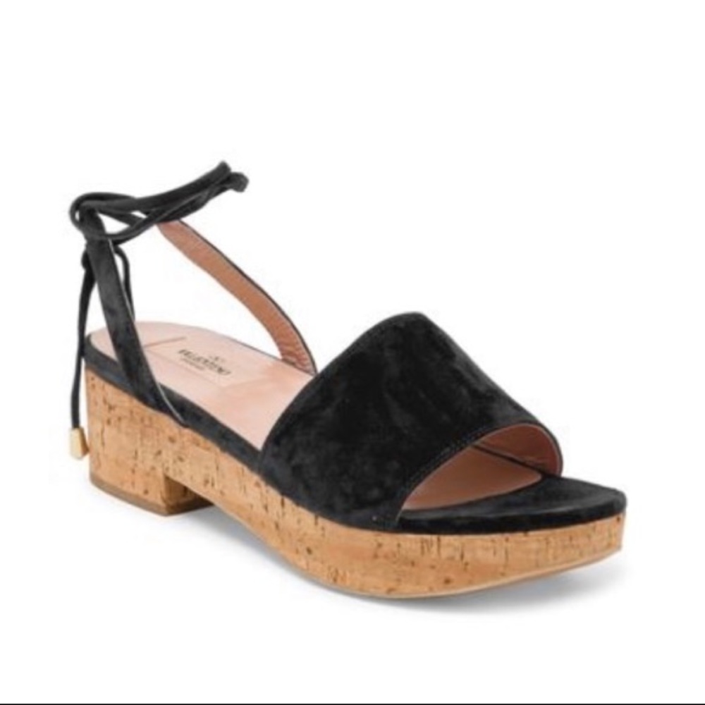 Valentino Black Velvet Platform Heels